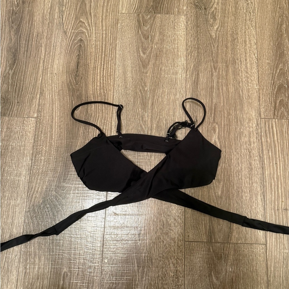 Black Wrap Swim Top